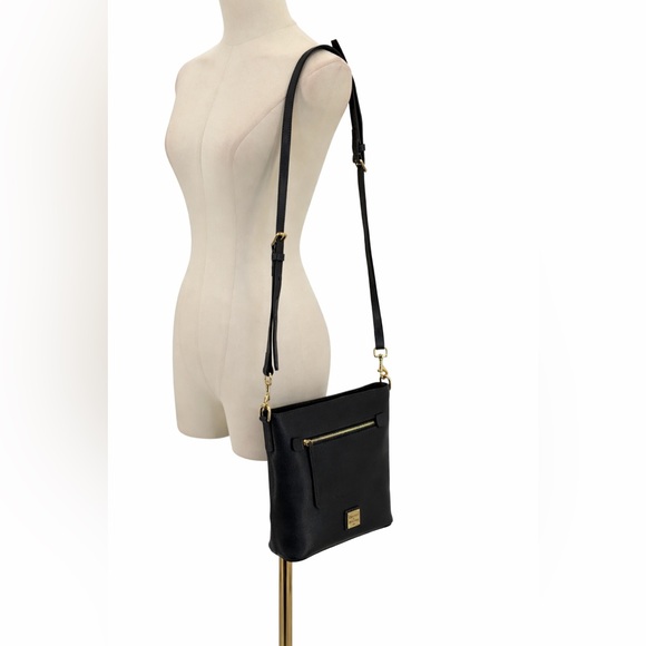 Dooney & Bourke Saffiano Leather Crossbody Bag Black Small Zip Purse - Picture 3 of 17